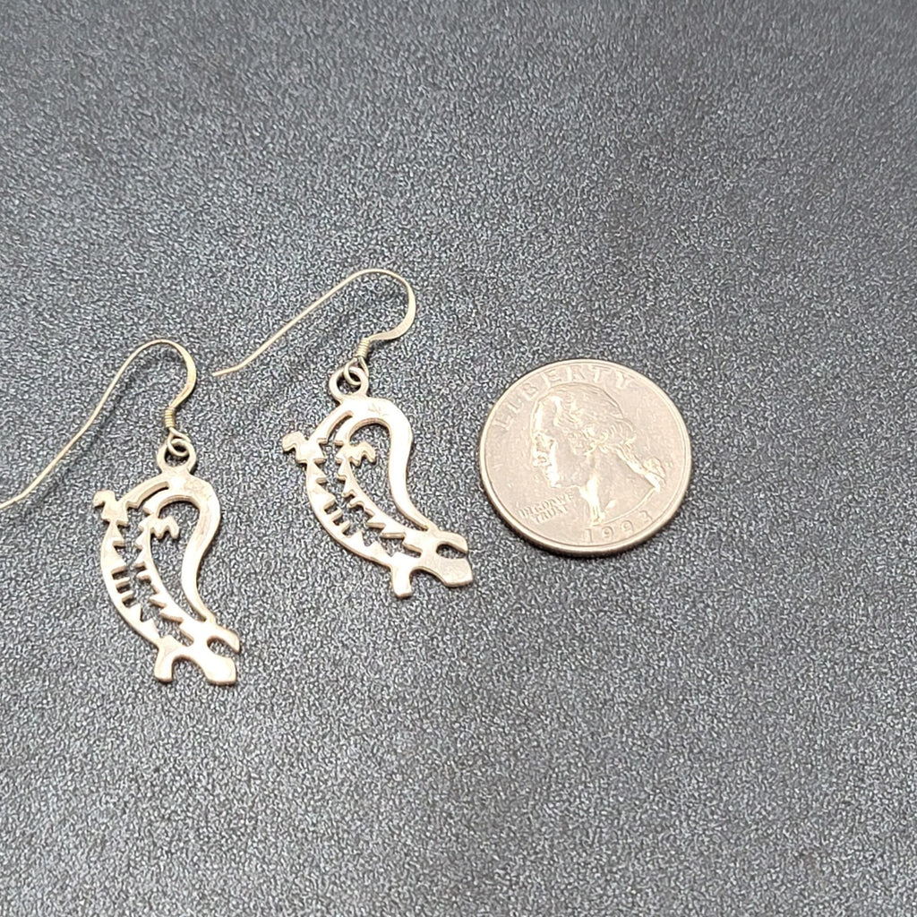 Lizard Sterling Silver Pierced Earrings 925 Southwest Style 1 1/8" 