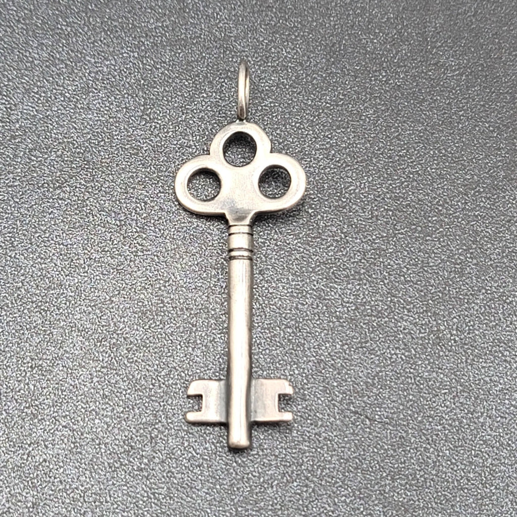 Skeleton Key Necklace Pendant Only Silver tone 2"