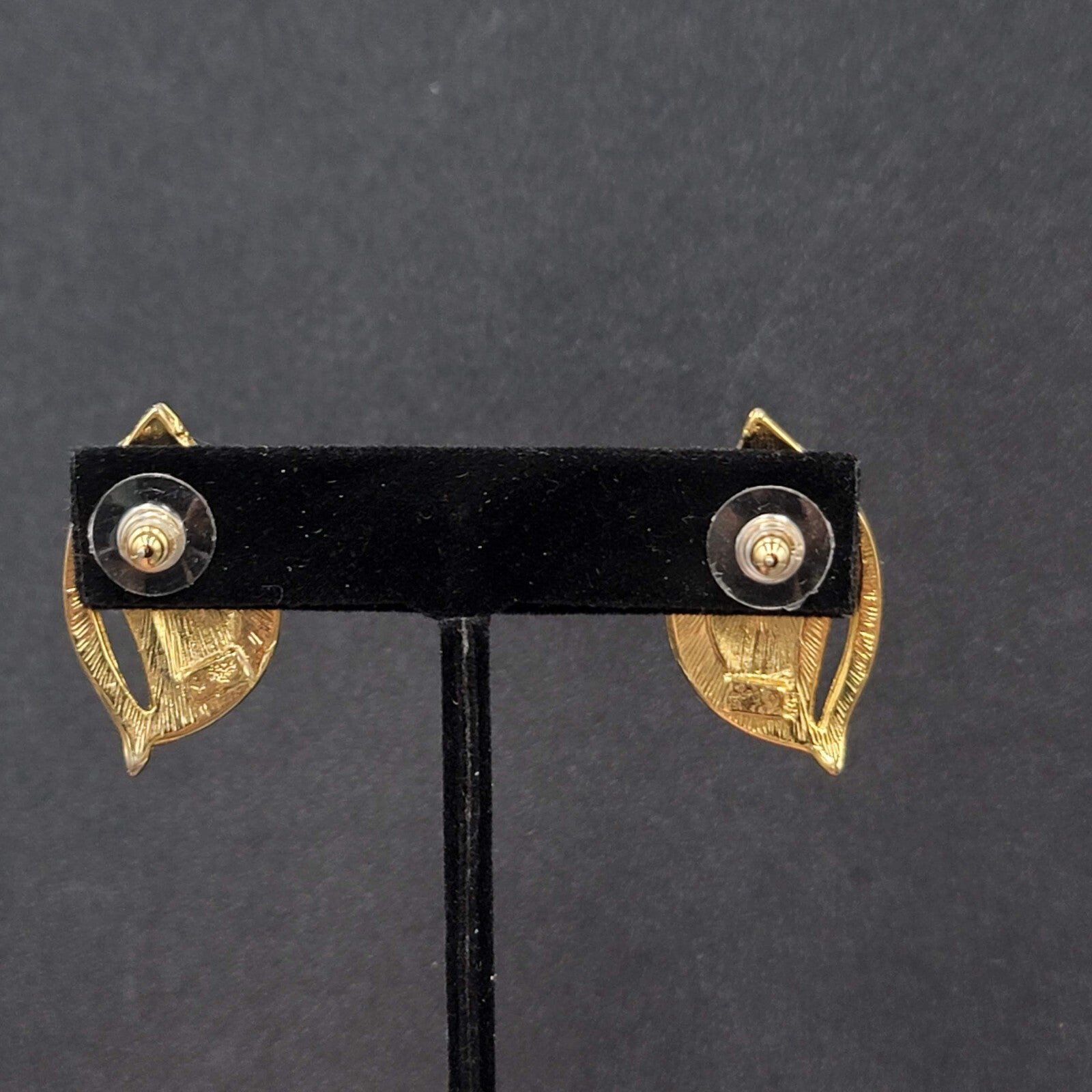 Vintage Pierced Earrings White Enamel Gold Plated Drop 1.25"