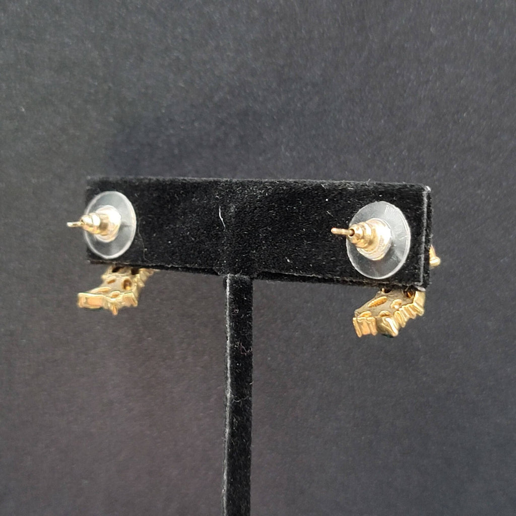 Pierced Earrings Gold tone Multicolor Half Hoops 3/4"