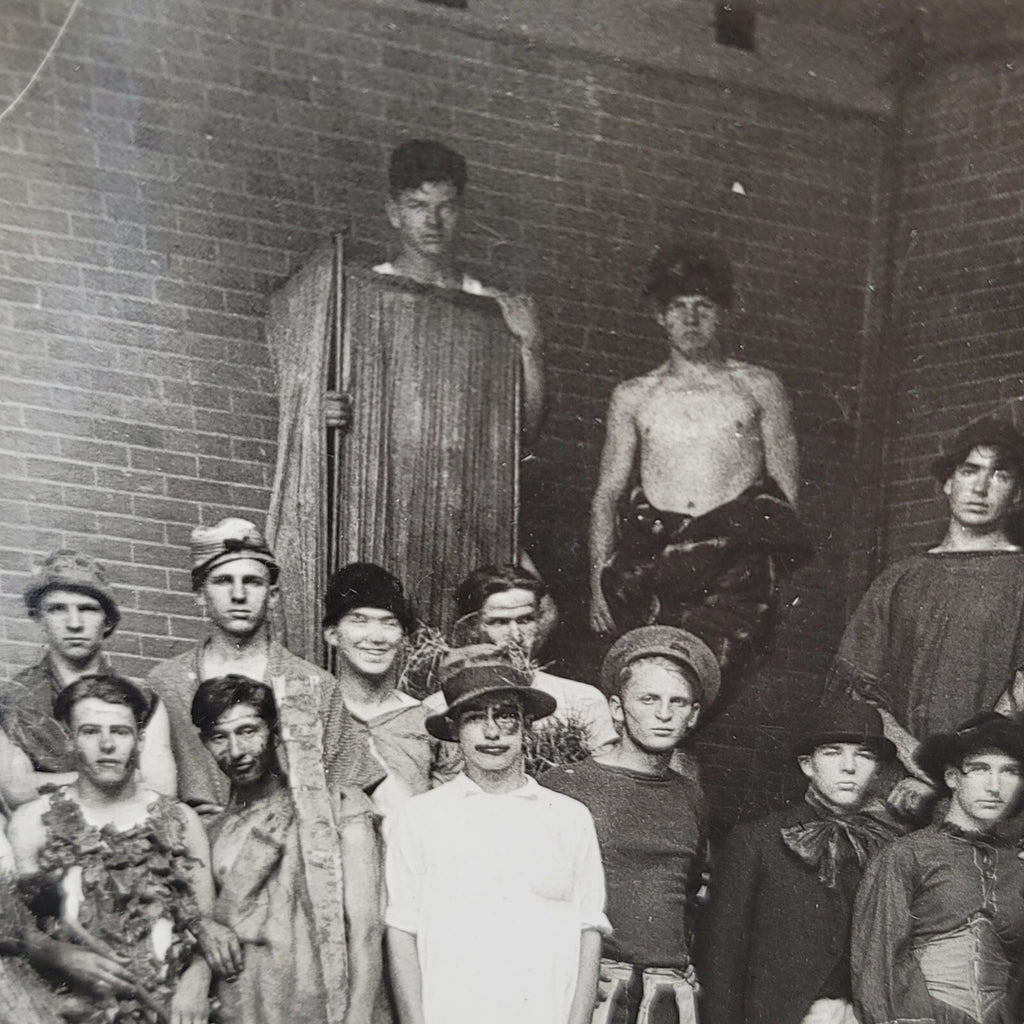 Rare Antique University Freshman Initiation Costume Black White Photo 10"x6.5"