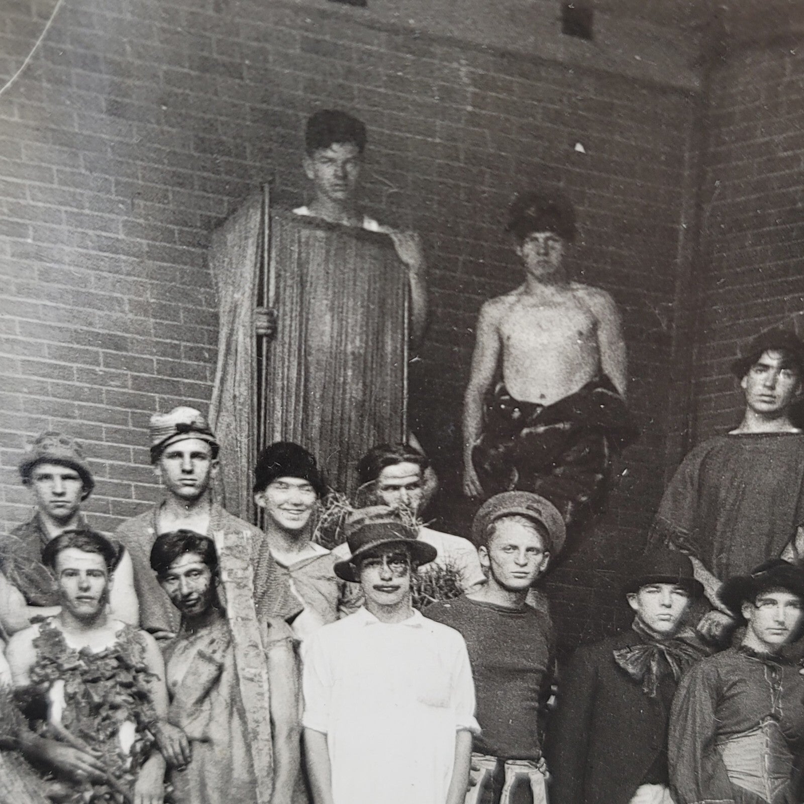Rare Antique University Freshman Initiation Costume Black White Photo 10"x6.5"