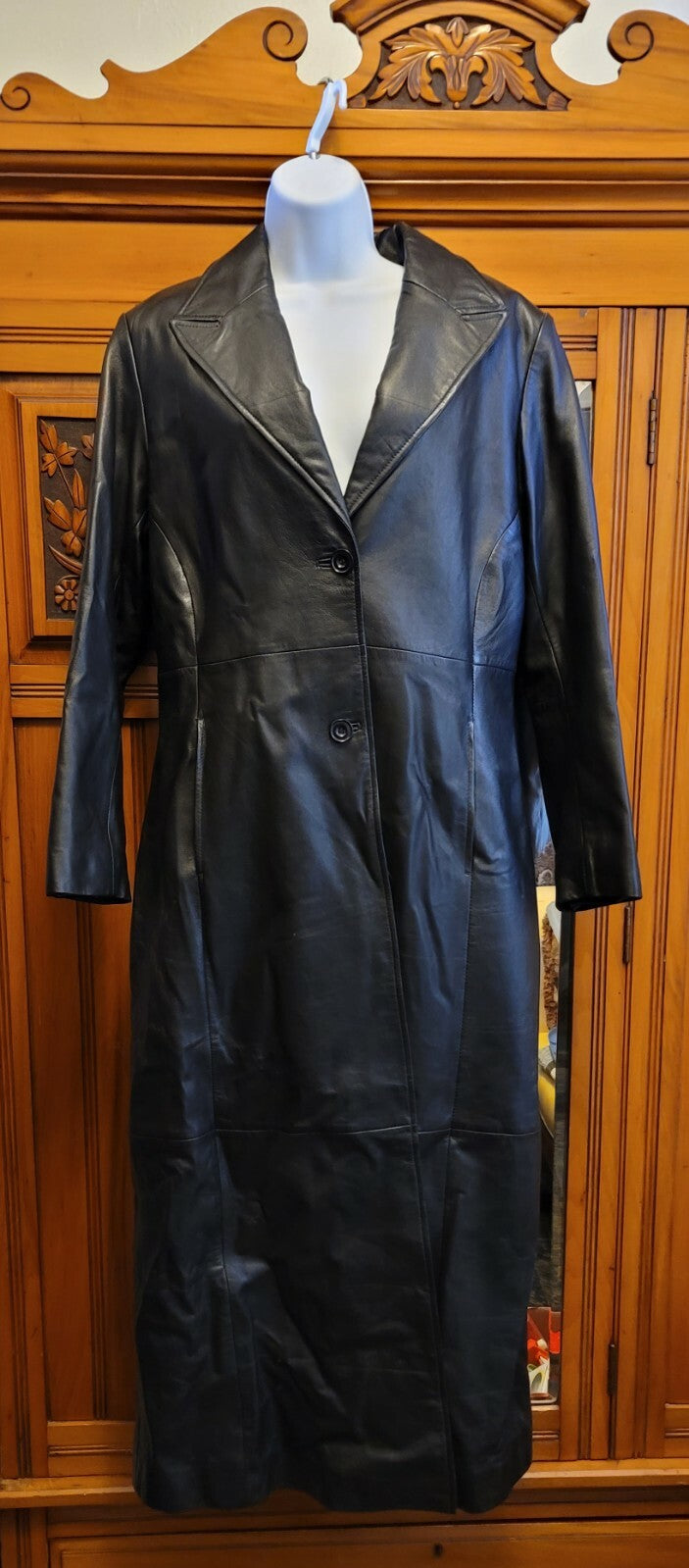 Vintage Olmes Trench Coat M Black Leather Jacket Matrix