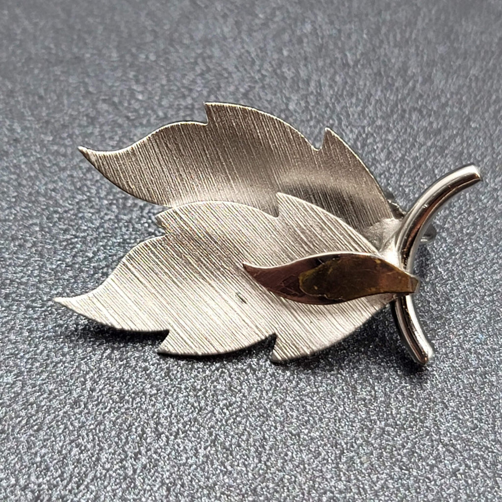 Vintage Clip on Earrings Brushed Silver tone Leaves Climber 1.5"