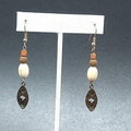 Pierced Earrings Silver tone Dangle Beaded Metal Accent 2"