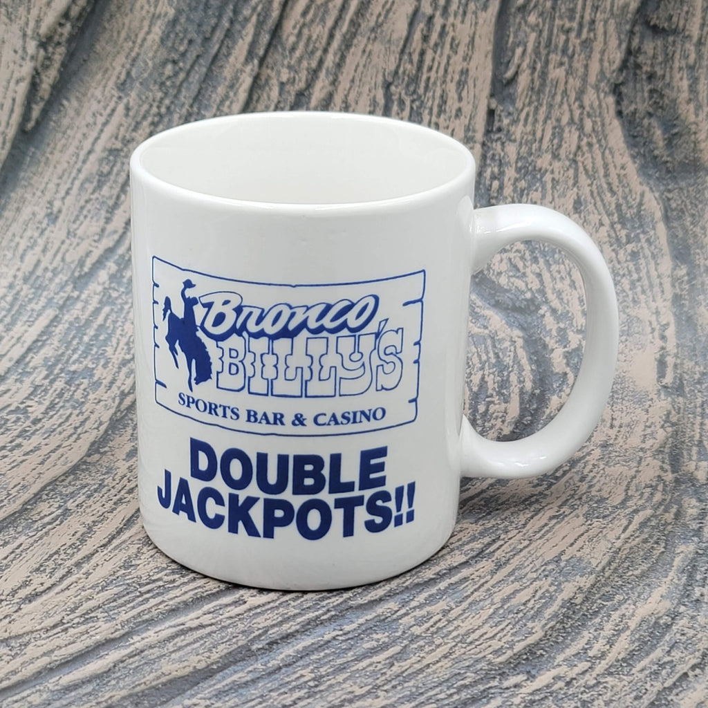 Bronco Billy's Sports Bar & Casino Ceramic Coffee Mug White Blue