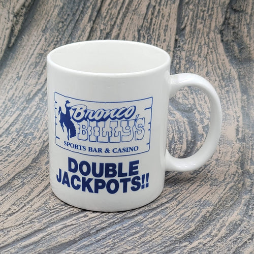 Bronco Billy's Sports Bar & Casino Ceramic Coffee Mug White Blue