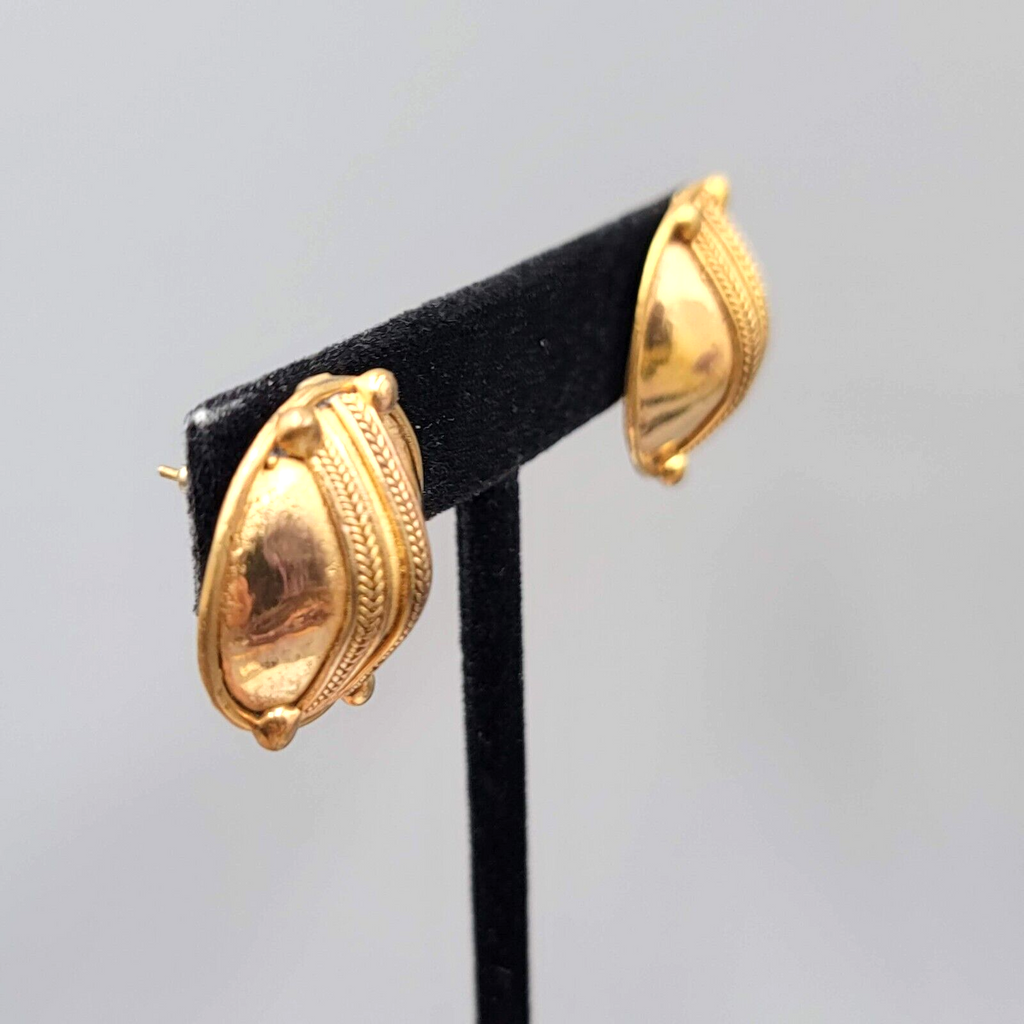 Pierced Earrings Handmade Gold Plated Ethnic Style Drop 7/8"