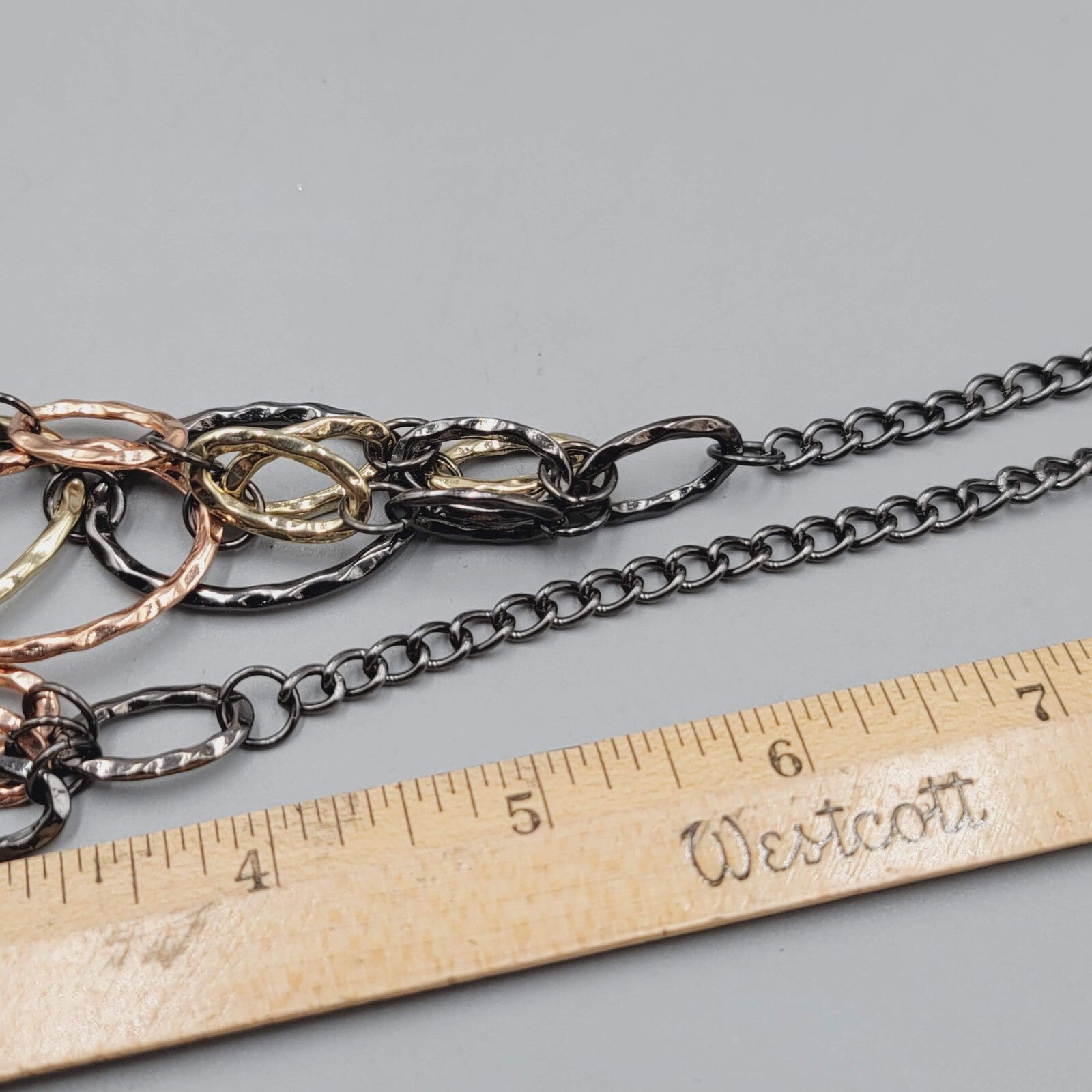 Tri Color Chain Necklace Black Rose Gold and Yellow Gold tone 20"
