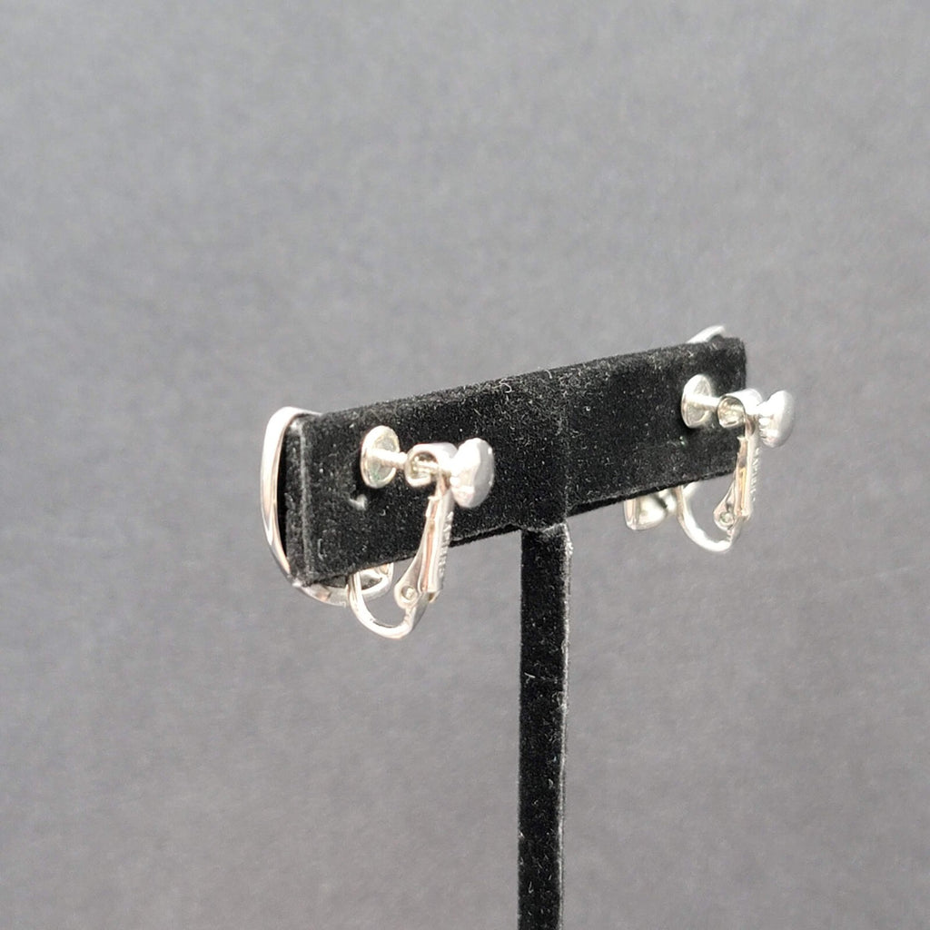 Vintage Napier Clip on Earrings Polished Silver Plated Studs 7/8"