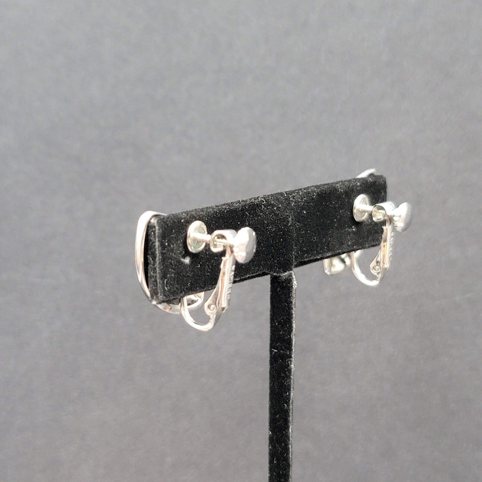 Vintage Napier Clip on Earrings Polished Silver Plated Studs 7/8"
