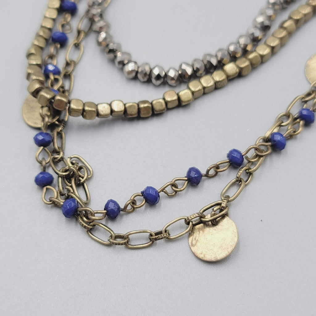 Extra Long Necklace Multi Strand Crystal Bead Layered 30"