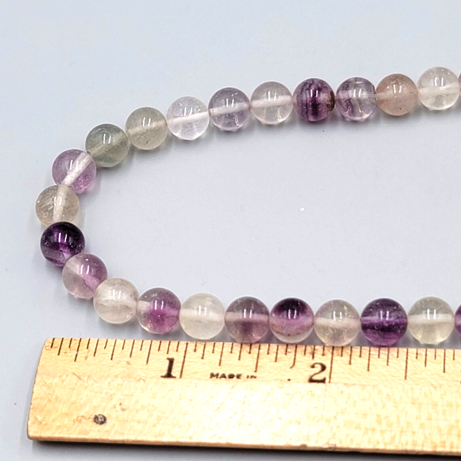 Purple Amethyst and Quartz Bead Necklace Stone 16"