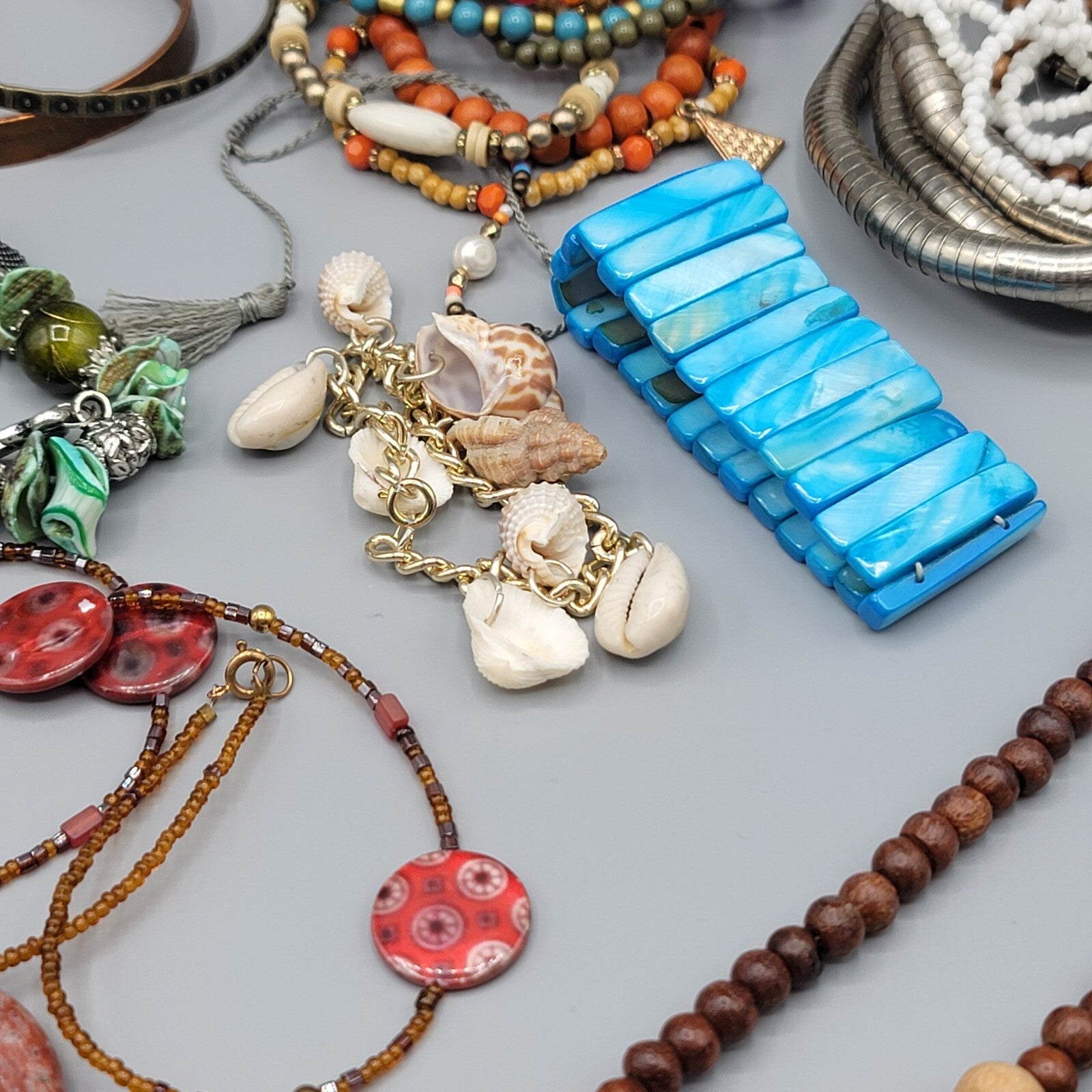 Colorful Jewelry Lot Necklaces Bracelets Beads 27 pcs All Wearble in Good Condit