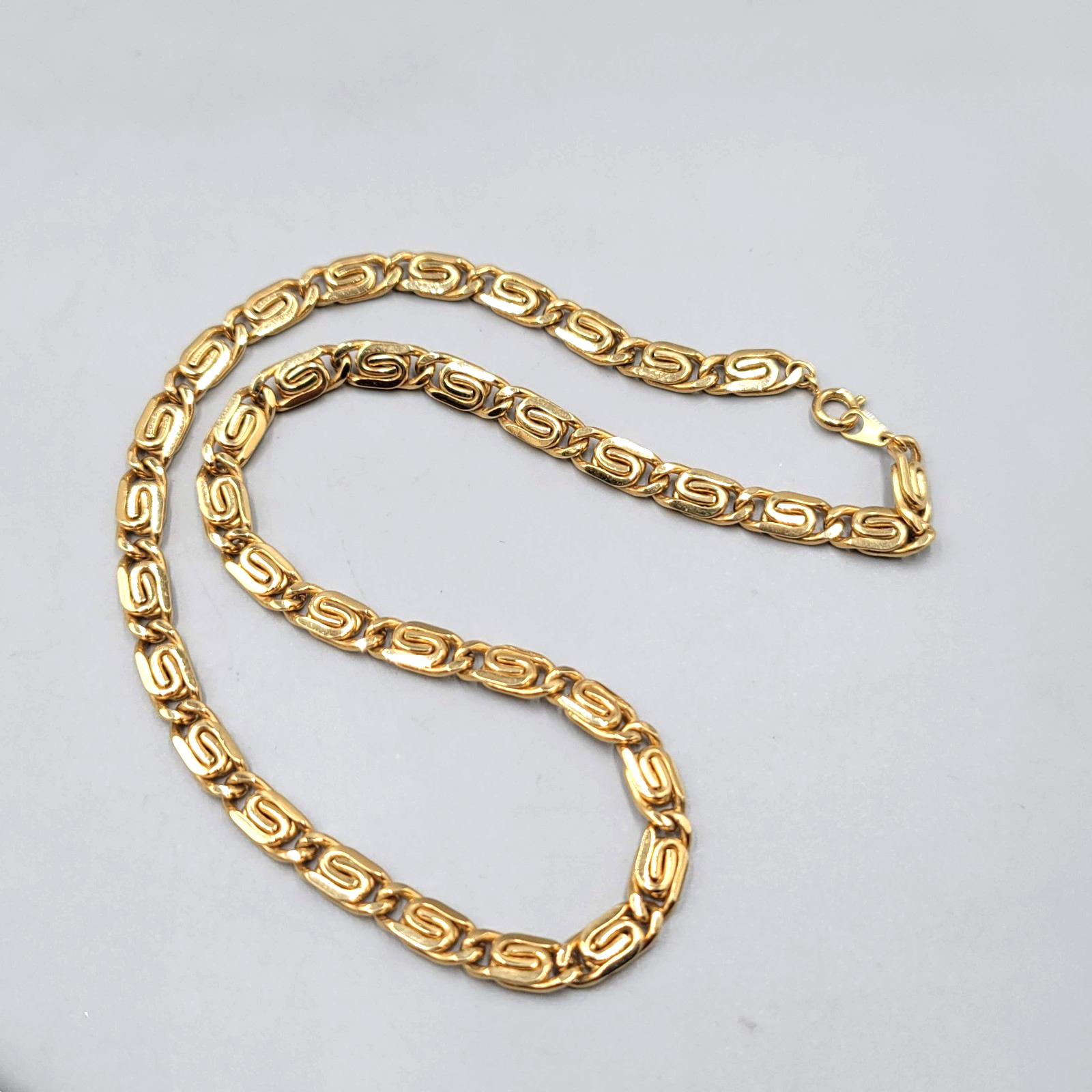 Vintage Scroll Chain Necklace Gold Plated 1/4 " wide 18" Long