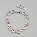 Pink Crystal Tennis Bracelet Silver Plated 1" Extender 6.5" or 7.5"
