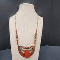 Artisan Necklace Handmade Gemstone Beaded Copper Pendant 20.5" Signed AE