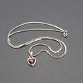 Purple Cats Eye Stone Heart Pendant Necklace Silver tone Serpentine Chain 18"