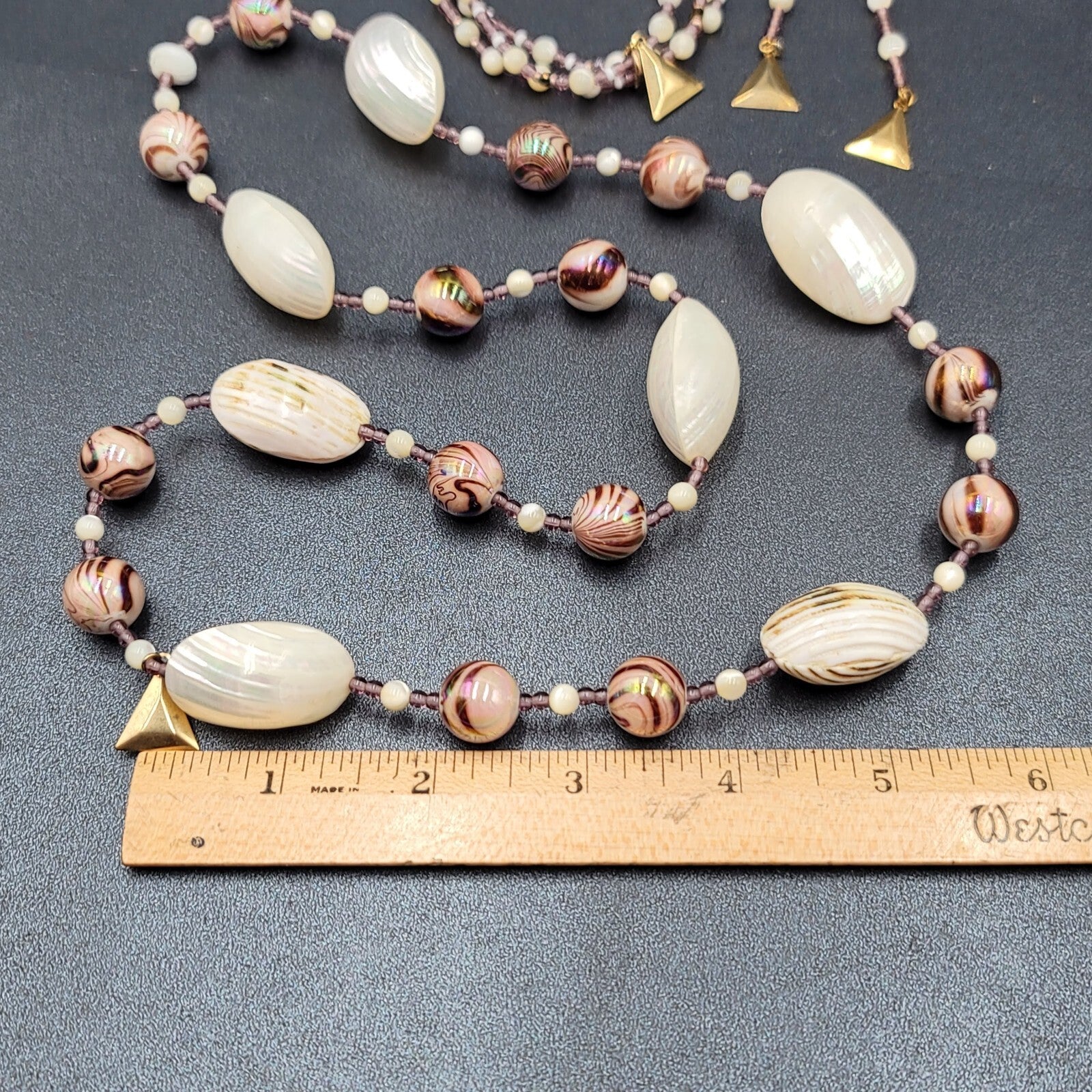 Real Shell Beaded Necklace Bracelet Earrings Set Glass Beads Jewelry Set
