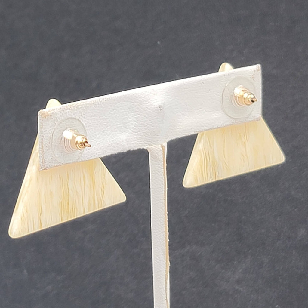 Vintage Pierced Earrings Resin Translucent Triangle Drop 1"