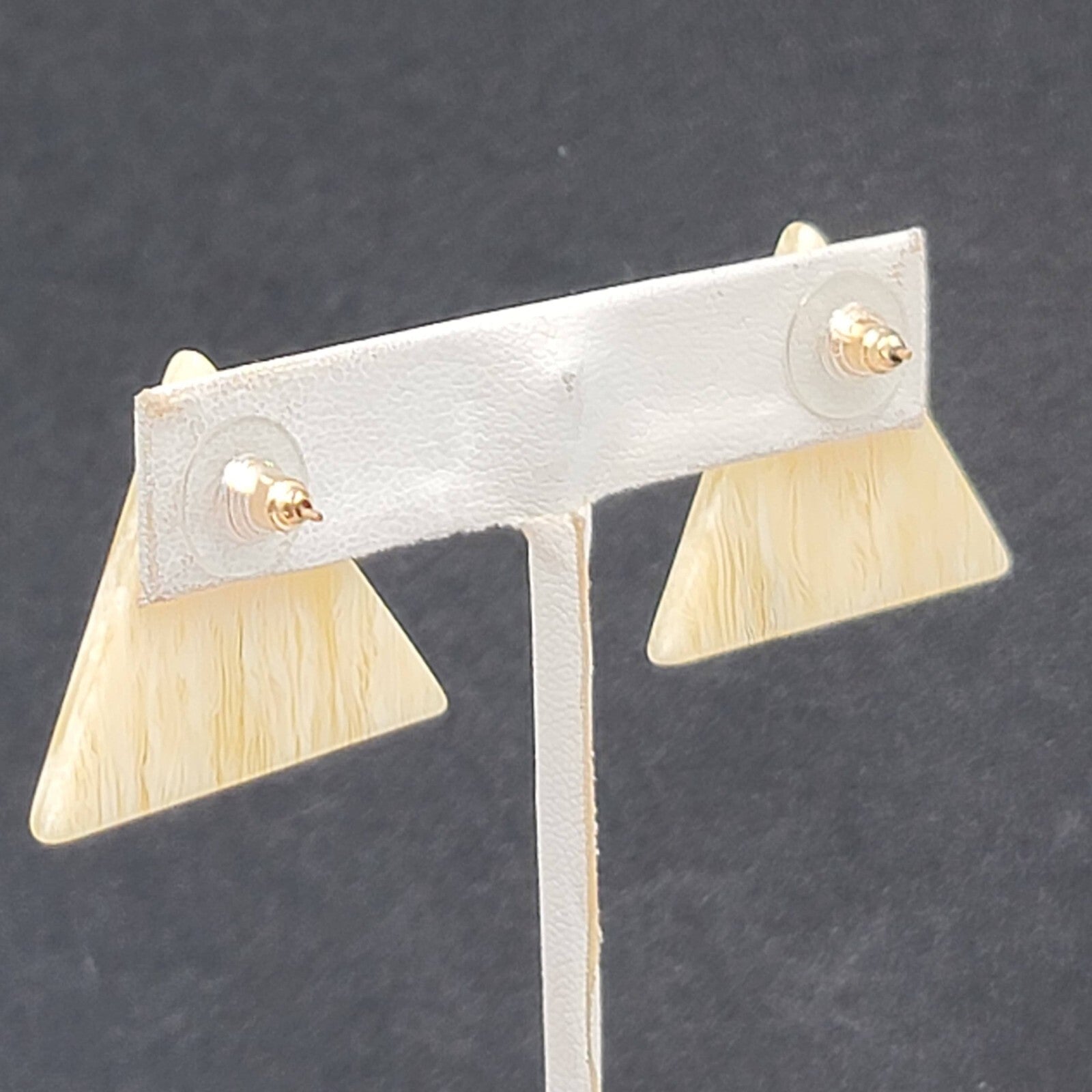 Vintage Pierced Earrings Resin Translucent Triangle Drop 1"