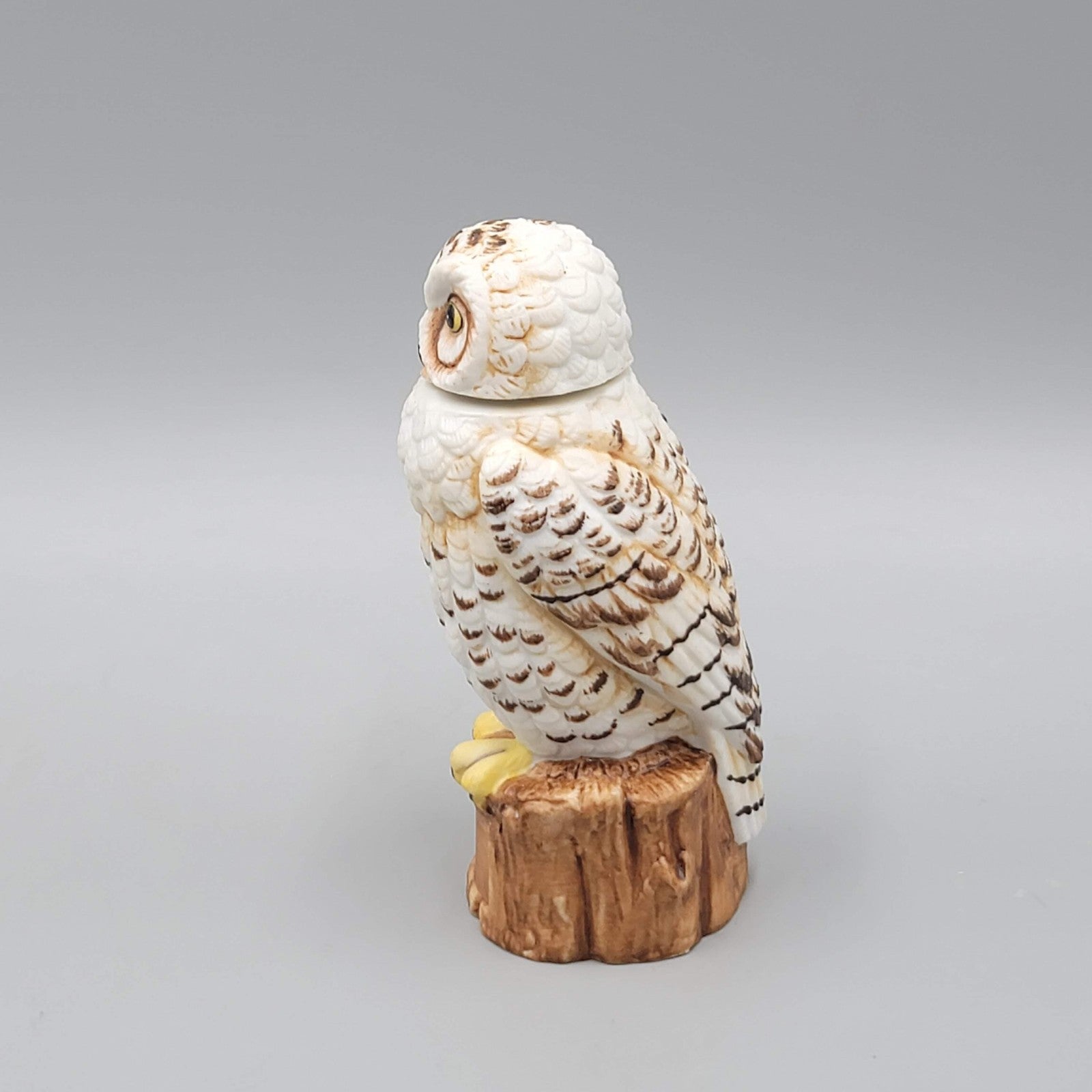 Vintage Ceramic Owl Decanter Bottle Figurine Ski Country 4 in Miniature Empty