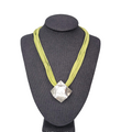 Hammered Square Sterling Silver Pendant Necklace Green Cord Chocker 14"