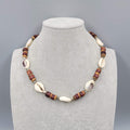 Vintage Seashell Wood Bead Necklace Men Women Unisex Beach Theme 18 in