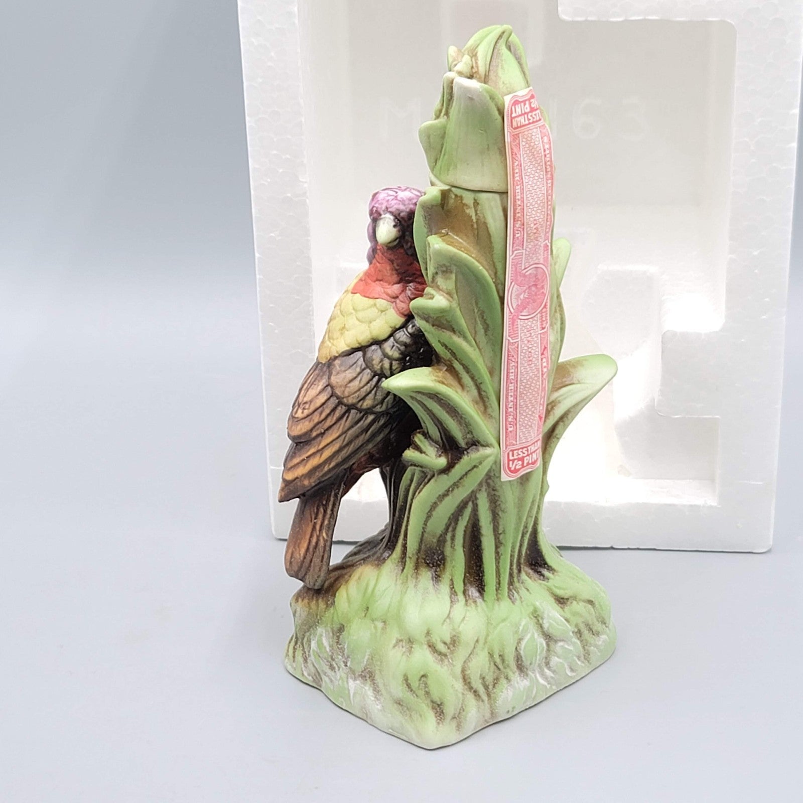 Vintage Lionstone Painted Bunting Tropical Bird Miniature Size Decanter EMPTY