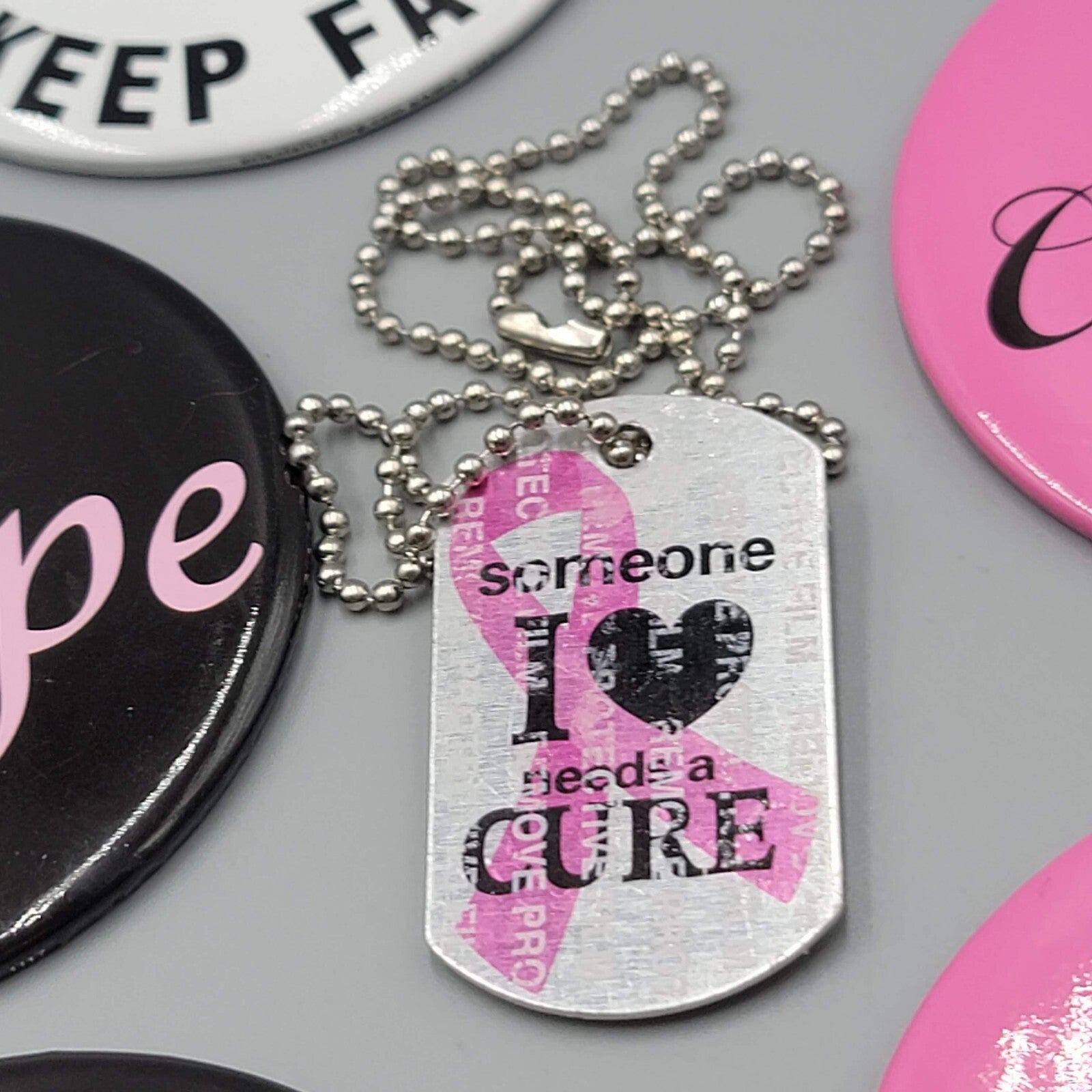 24 Breast Cancer Awareness Ribbon Logo Round 3 in Button LOT Pin Badge