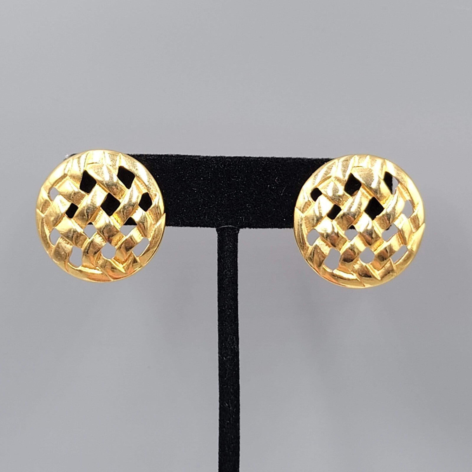 Vintage Pierced Earrings Gold Plated Wound Open Work Drop 1"