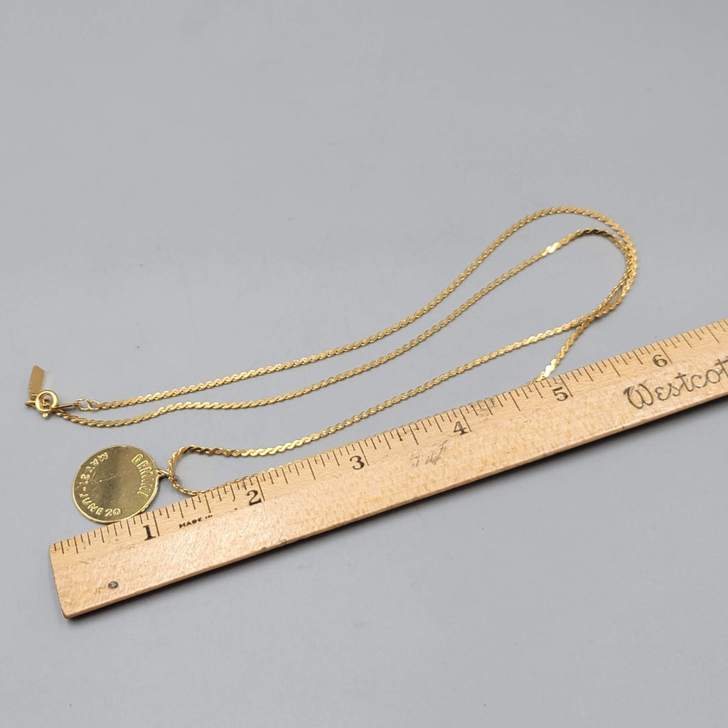 Vintage Accents by Hallmark GEMINI Necklace Gold tone Zodiac Long 24 in