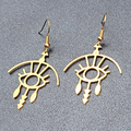 Evil Eye Pierced Earrings Crying Art Gold Plated Statement Dangle New 1.5"