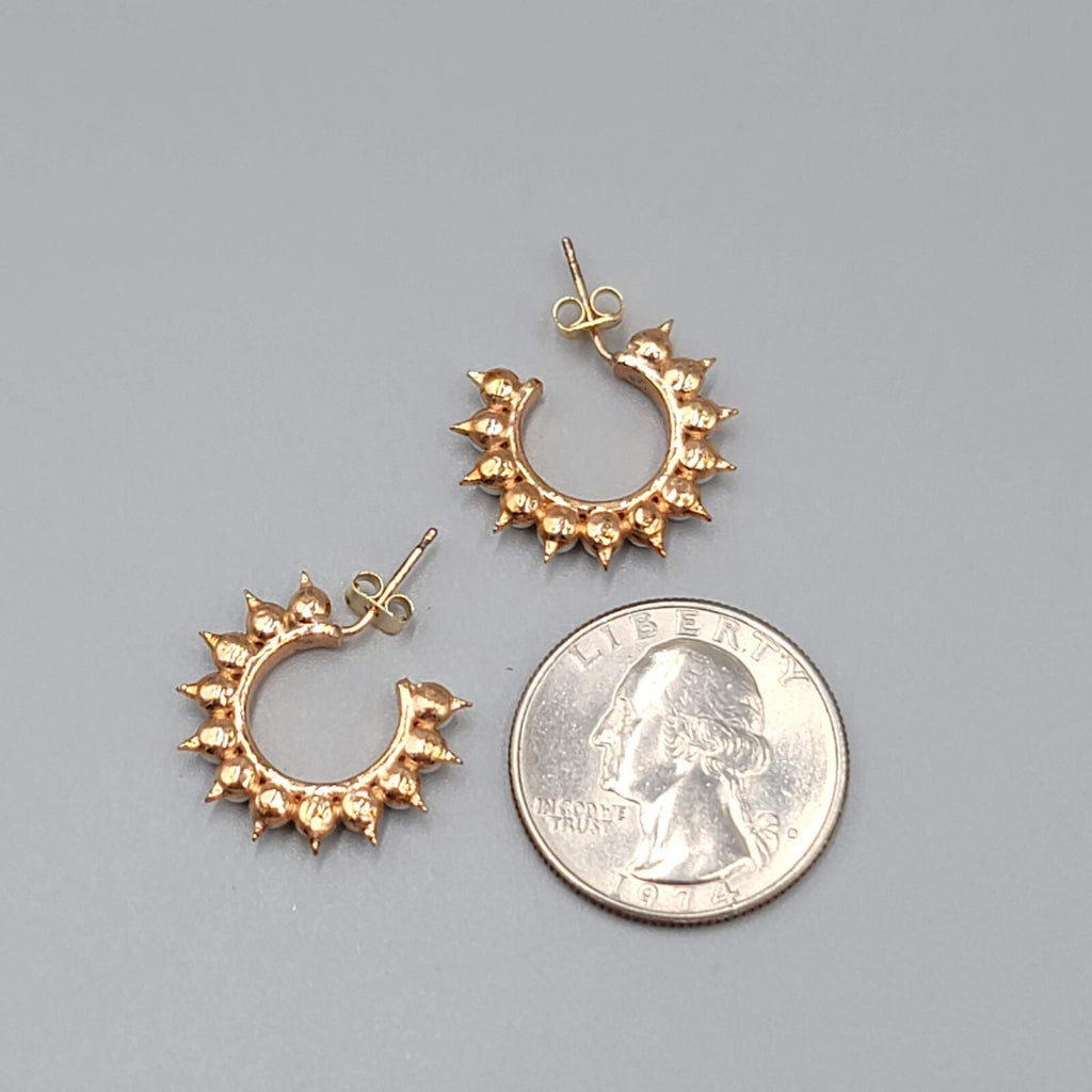 Rose Gold Hoops Pierced Earrings Faux Pearl 3/4"