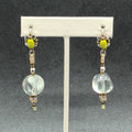 Pierced Earrings Silver tone Multicolor Clear Glass Beaded Dangle 2 1/4"