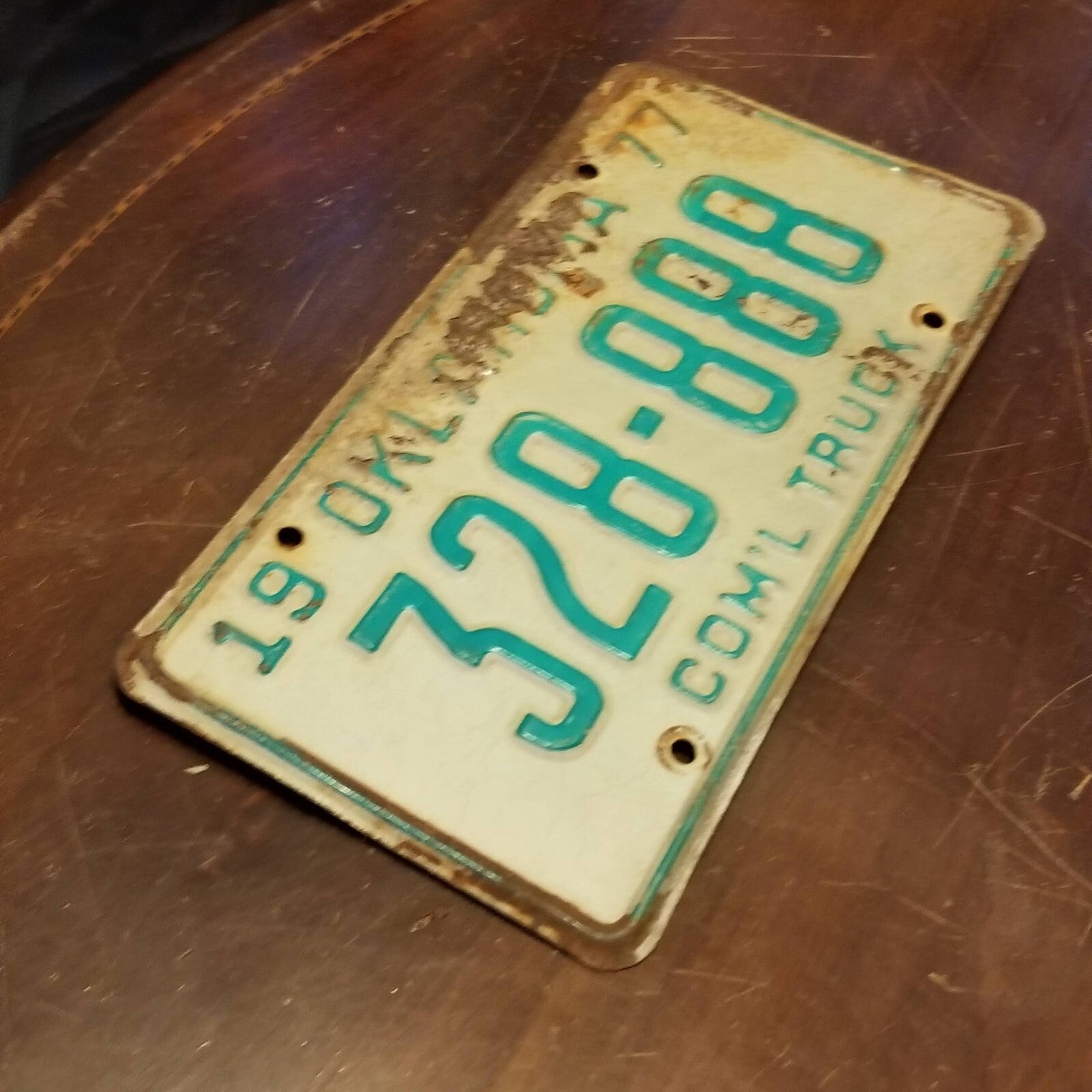 Vintage 1977 License Plate OKLAHOMA 328-888 12" x 6"
