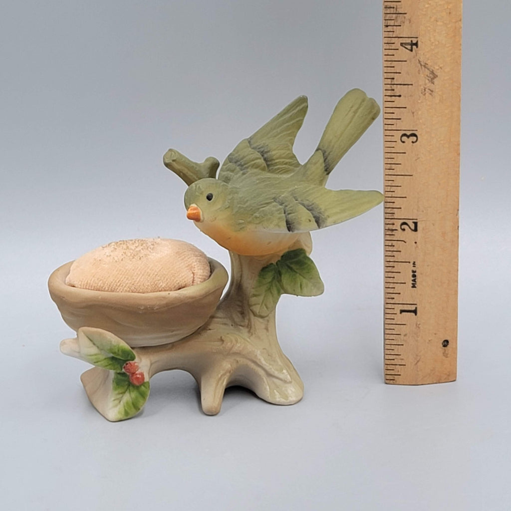 Vintage Bird And Nest Ceramic Pin Cushion Japan Ardalt Lenwile China