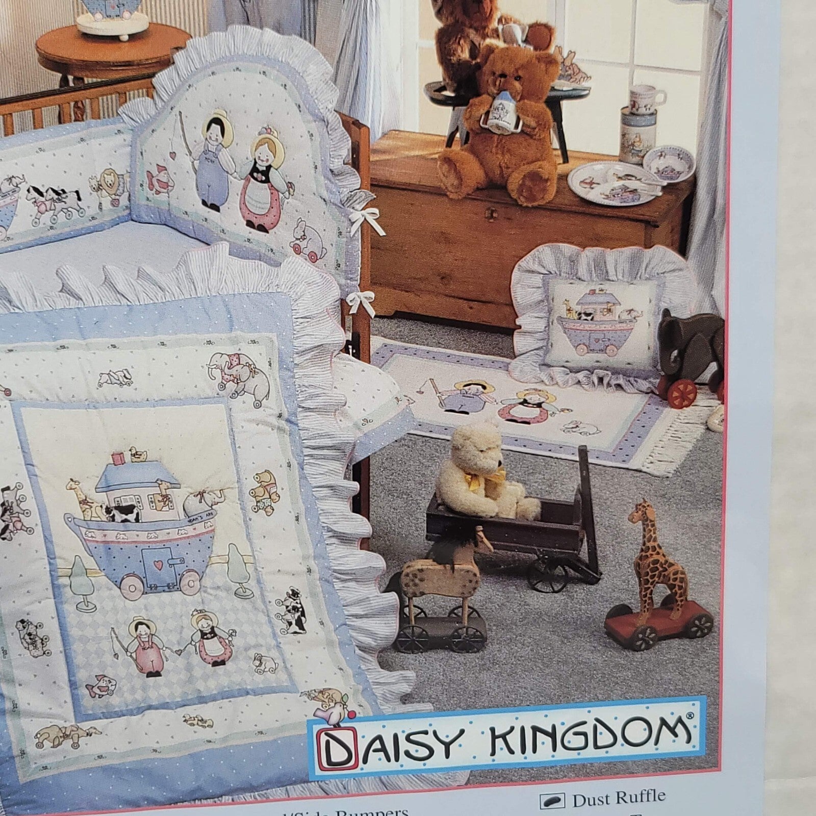 Vintage Daisy Kingdom Nursery Collection Noah's Nursery Dust Ruffle NOS