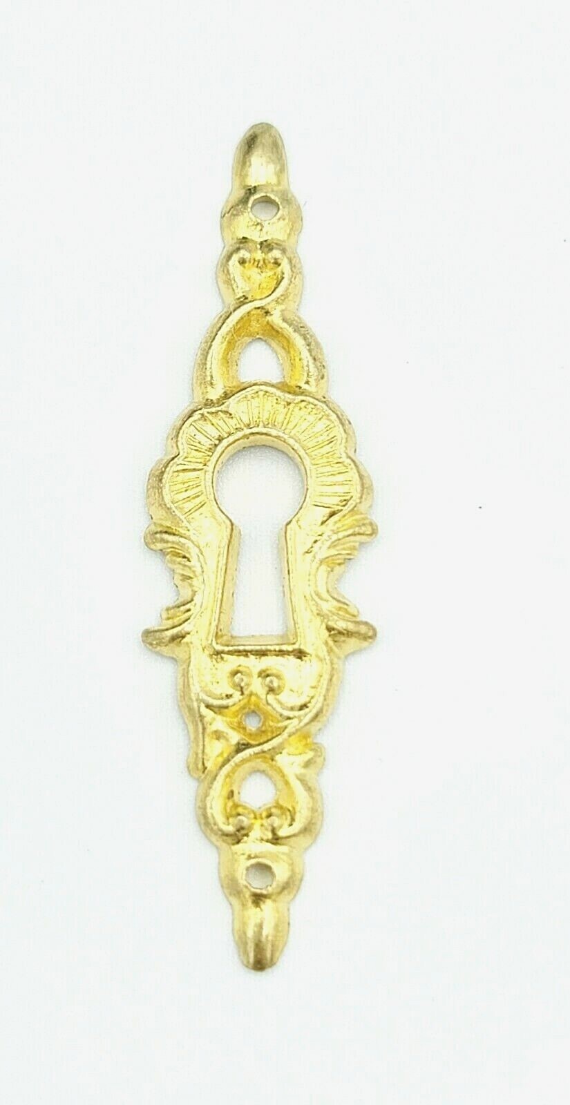 Vintage Cast Brass Keyhole Cover Escutcheon Plate 2 3/8" x 5/8"