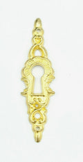 Vintage Cast Brass Keyhole Cover Escutcheon Plate 2 3/8" x 5/8"