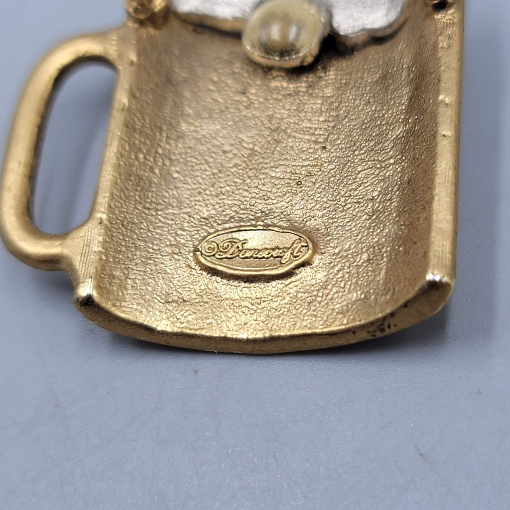 Vintage Danecraft Kitty Cat Coffee Mug Brooch 1.75"