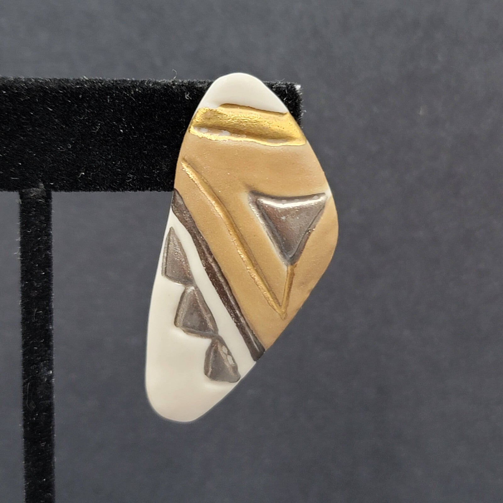 Vintage Pierced Earrings Hand Painted Porcelain Drop Statement 1 7/8"