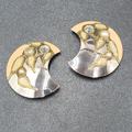 Vintage Clip on Earrings Silver tone Large Statement Enamel Glitter 1.75"