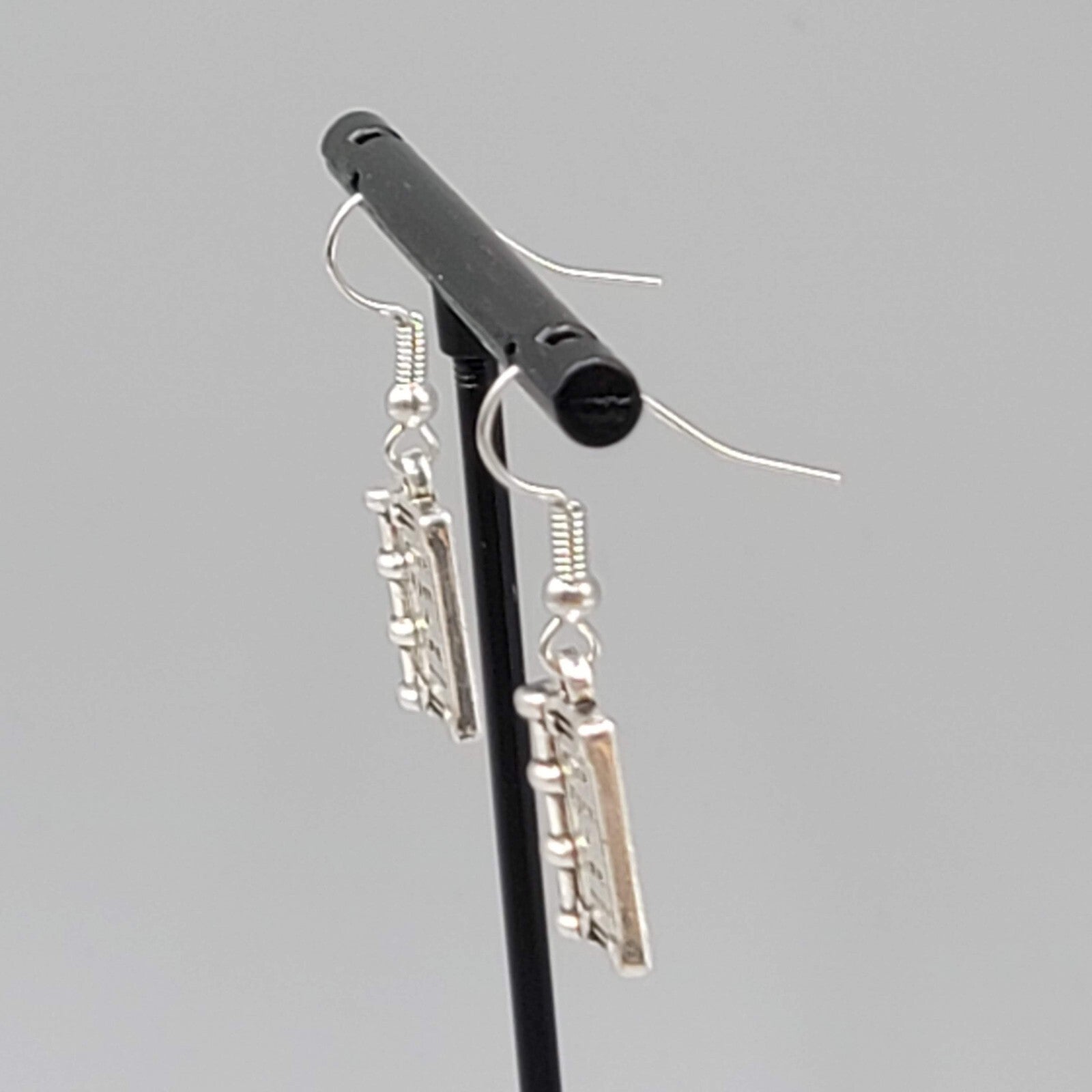 Book Pierced Earrings Once Upon a Time Silver tone Dangle NEW 5/8"