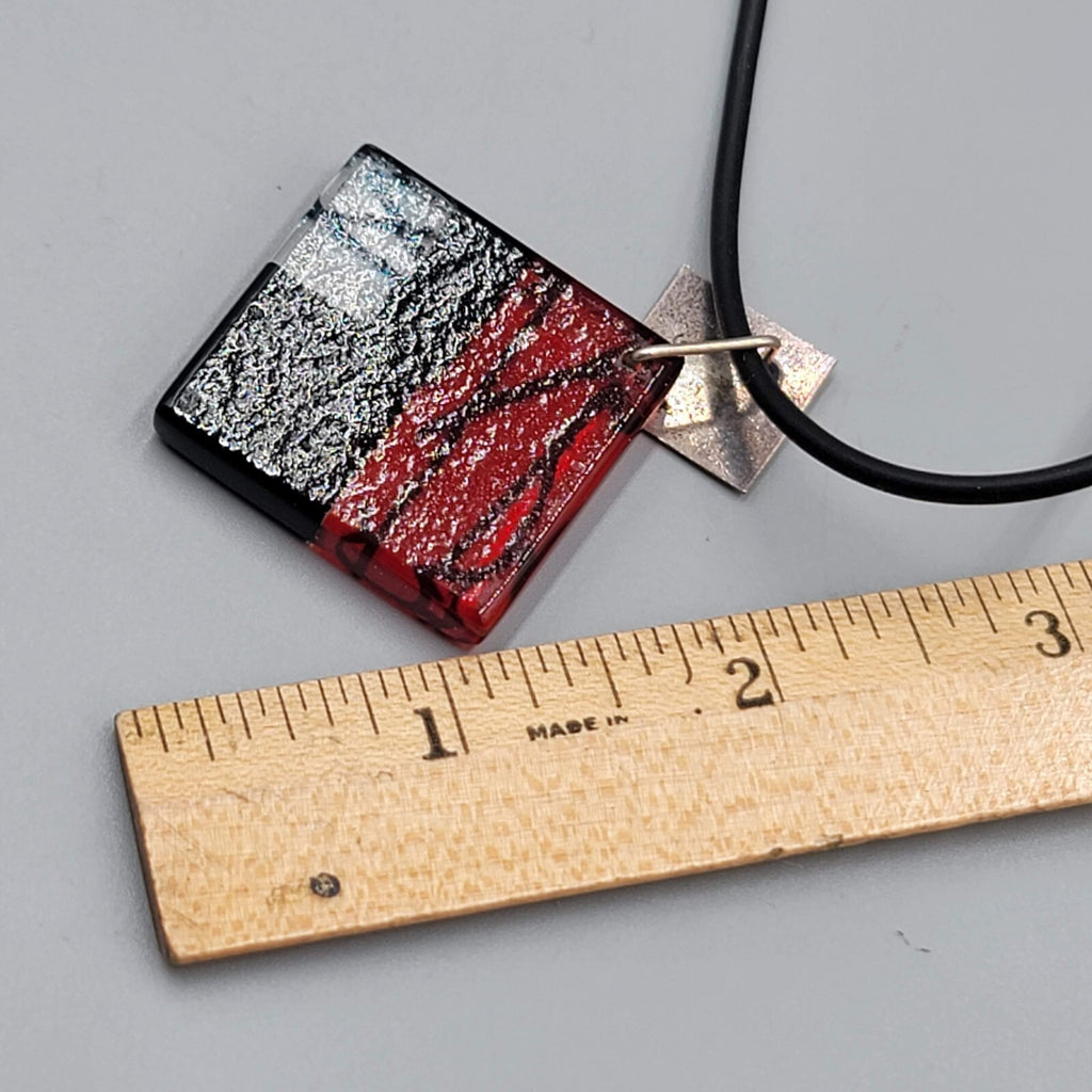 Artisan 925 Sterling Silver Art Glass Pendant Necklace Artist Signed 16"