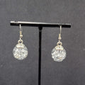 Pierced Earrings Silver tone Loose Silver Rhinestones Filled Sphere Dangle 3/4"