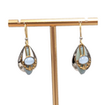 Layered Multi Tone Dangle Pierced Earrings Blue Stone Enamel 1 in