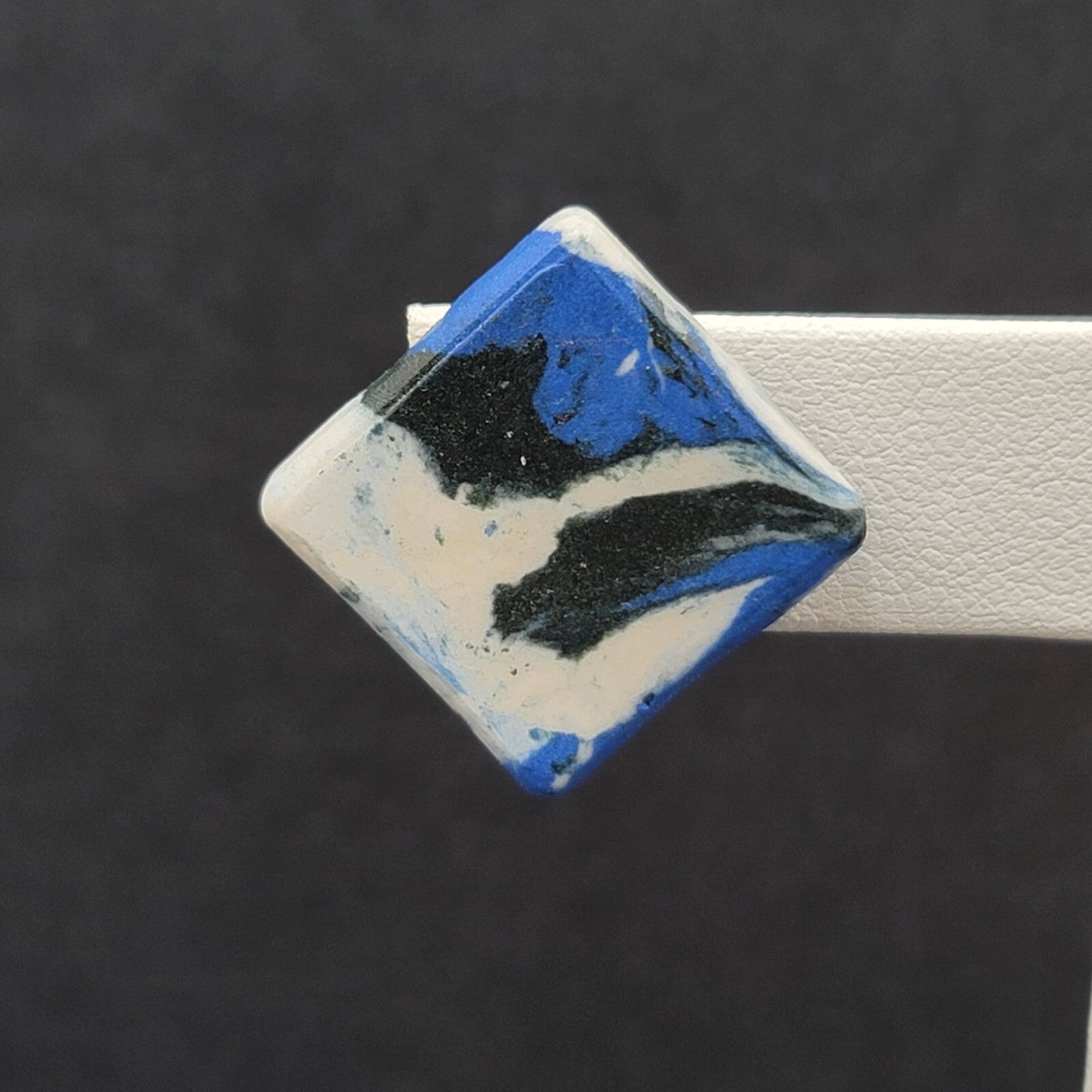 Vintage Clip on Earrings Blue Black White Polymer Clay Squares Screw Back 3/4"