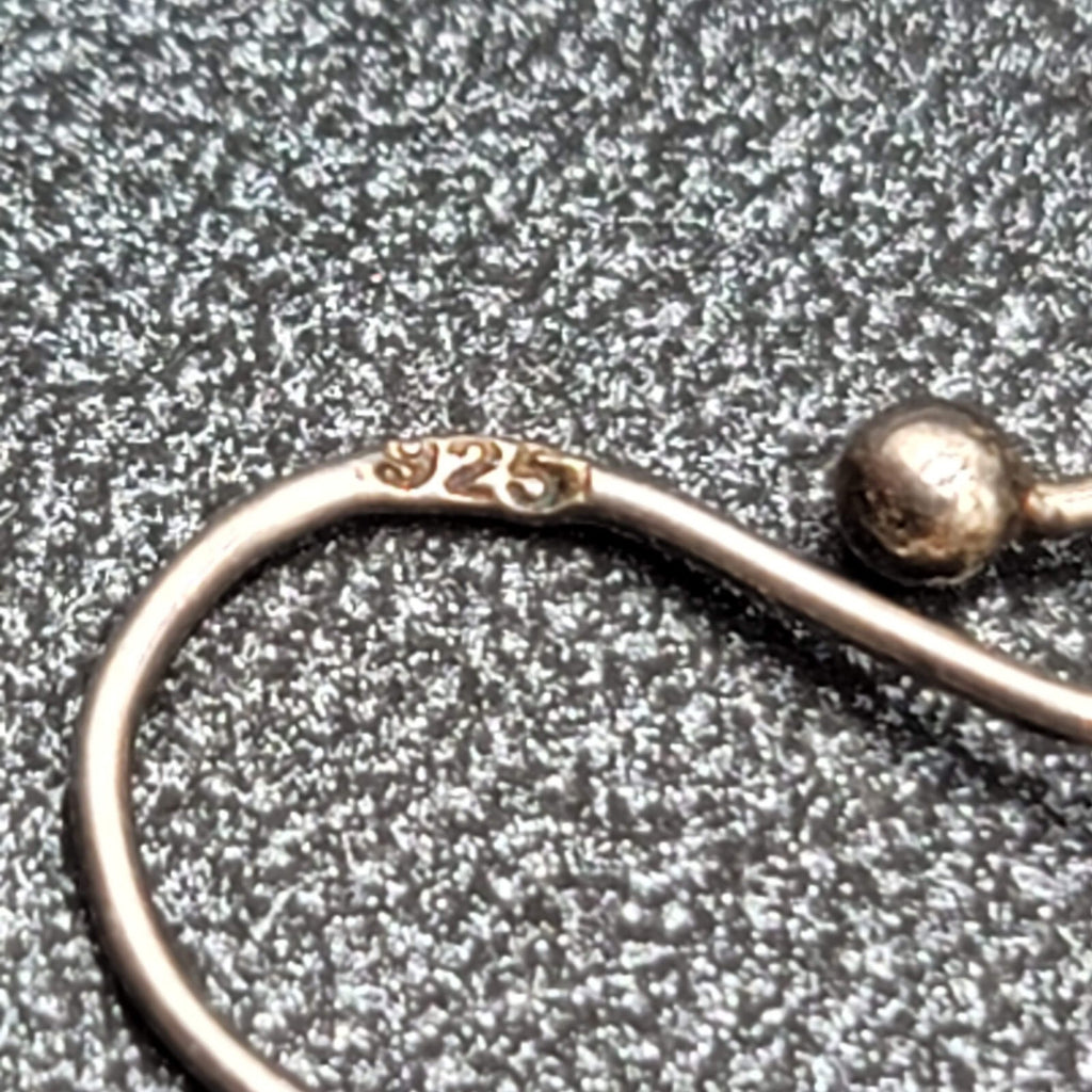 Sterling Silver Pierced Earrings Capped Pearl Bead Dangle 1.25"