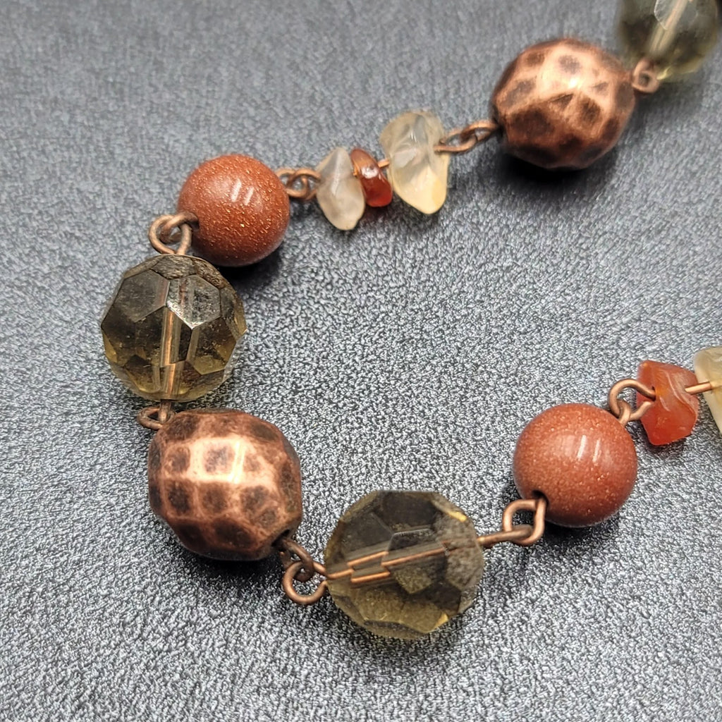Avon Beaded NecklaceMulti Stone Copper tone 18"-21" Adj